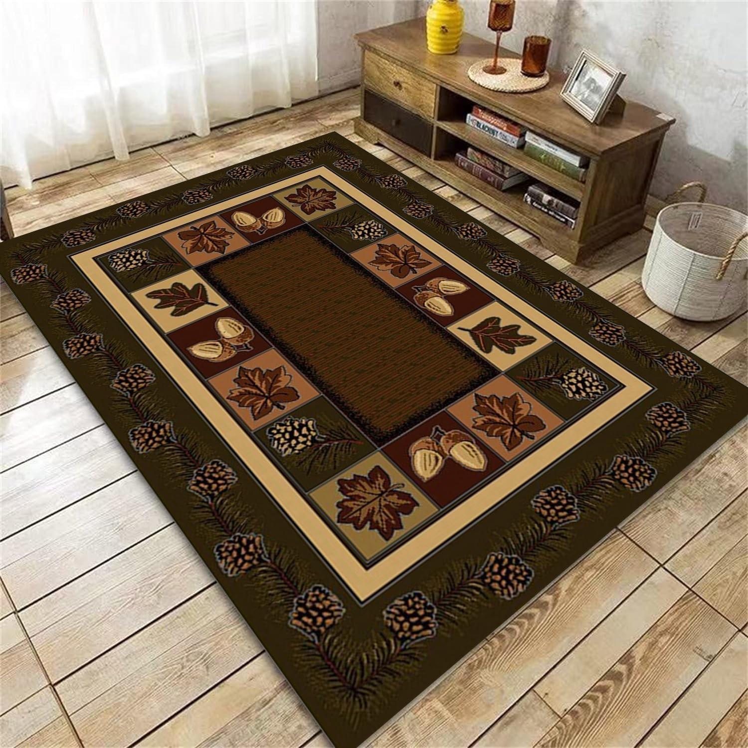 

Brown Bear Area Rug Southwestern Rustic Rug,Farmhouse Wild Animal Living Room Rugs Machine Washable Maple Bear Claw Carpet 40x60CM
