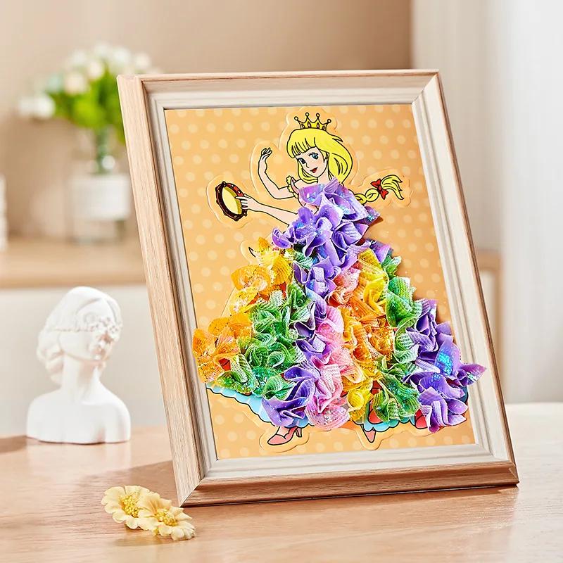 DIY Painting Sticker Craft Toys Kid Art Girls Poking Princess Handmade Educational Magical Children Gifts