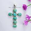 Arizona Turquoise Cross Pendant, 925 Sterling Silver, Handmade Gemstone Jewelry