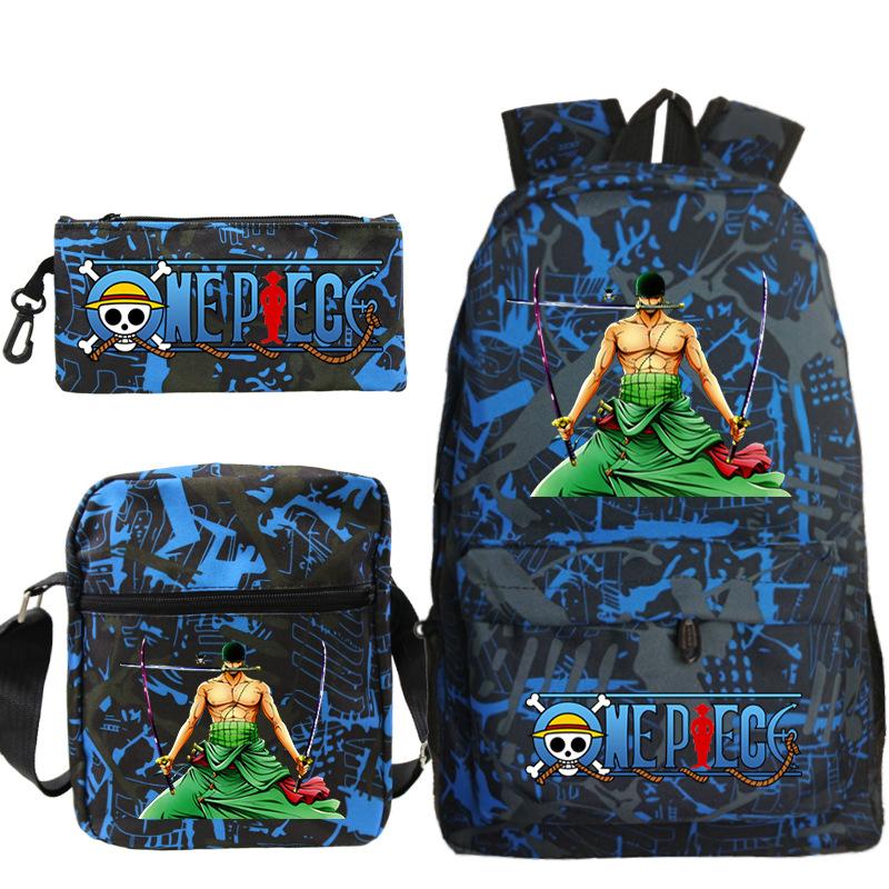 Cartoon Printed Teen Backpack Men's and Women's Student School Bag Three-piece Combination