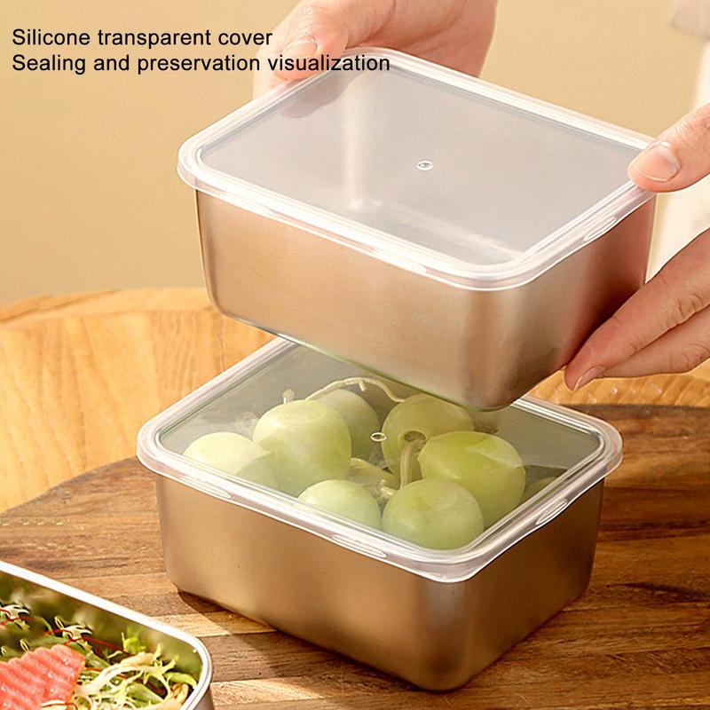 Snackbehälter Essensbox Metall Bento Lunchbox Edelstahl Auslaufsichere Bento Box Für Kühlschrank Aufbewahrungsbox Mit Deckel