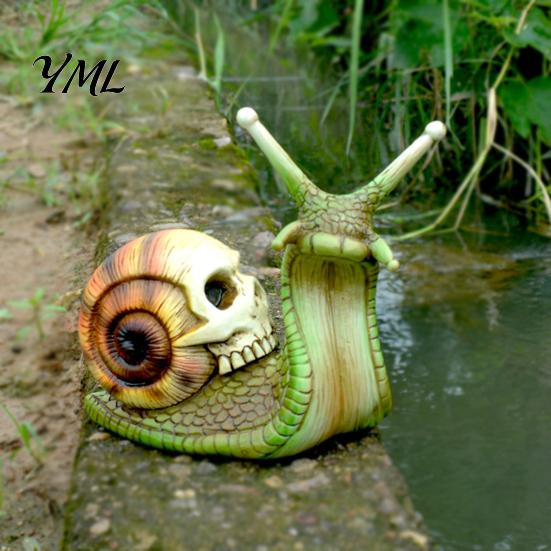 Artistic Garden Statues Halloween Skull Snail Statue, Gothic Home Decor, Creative Resin Crafts Unique Tabletop Ornament Ornaments for Outdoor