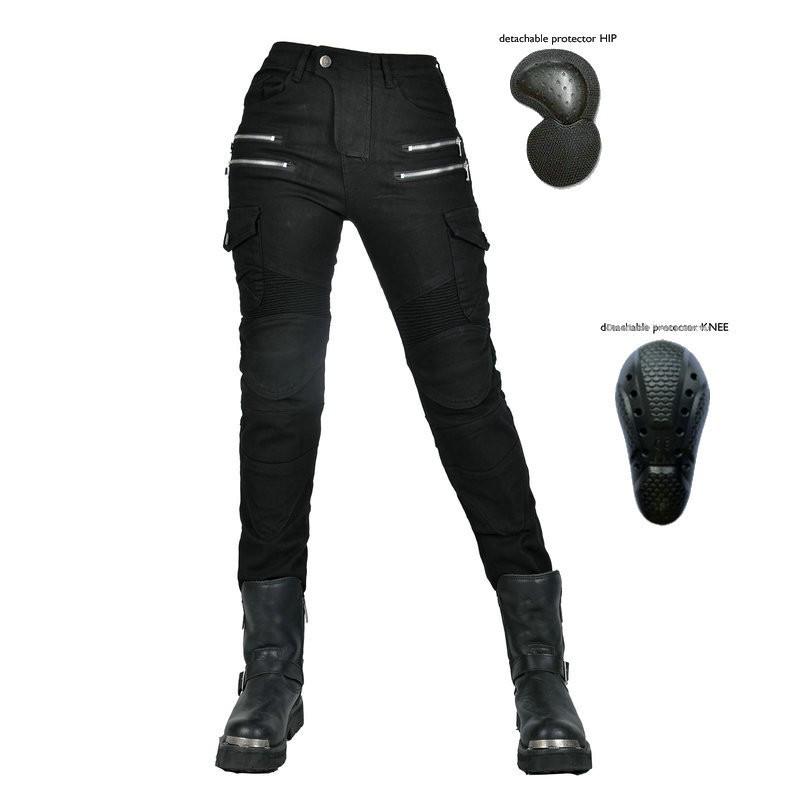 VOLERO Motorcycle Jeans Female Knight Elastic Riding Pants Retro Personality Casual Drop Resistance