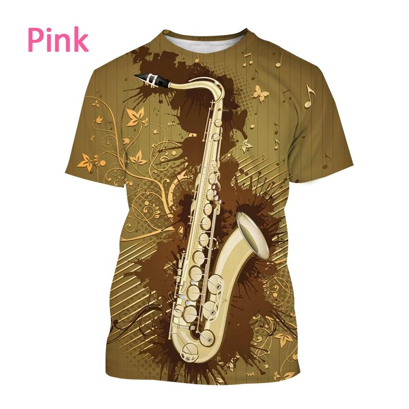 Men's Music Art Short-sleeved T Shirt 3D Printed New Jazz Musical Instrument Saxophone T Shirt Harajuku Style Streetwear Top