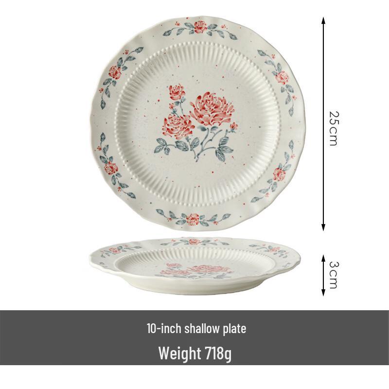 OIMGins Rose Garden Embossed Ceramic Dessert Plate