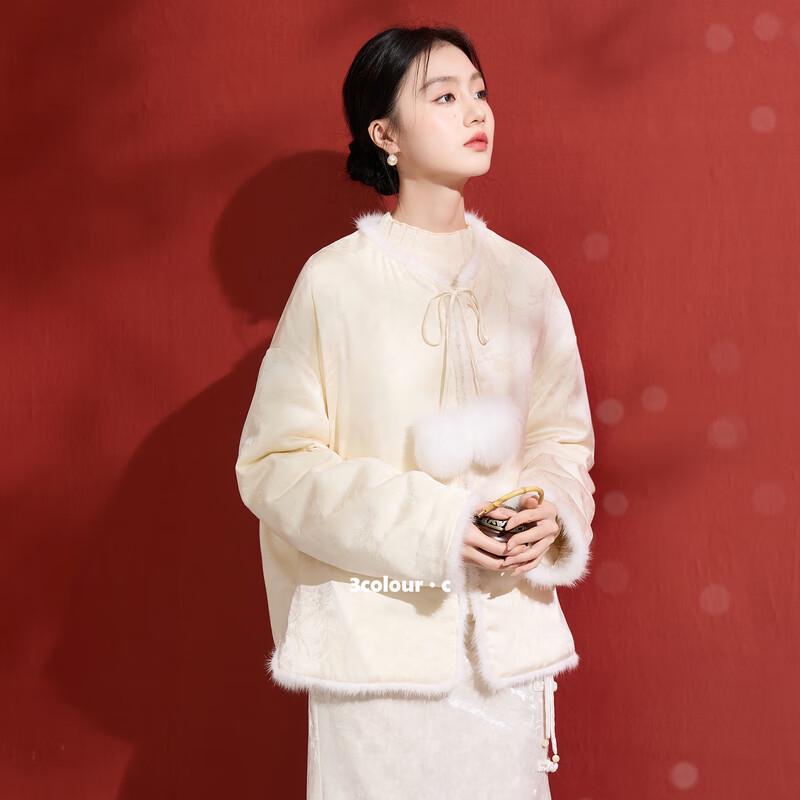 Sancai Yingyue Daosu Women's Loose 90% White Goose Down Short Jacket