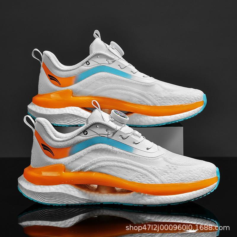 Mens Breathable Running Shoes Lightweight Cushioned Sneakers With Rotating Buckle