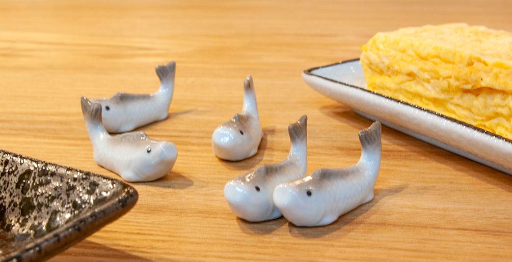 Set of 5 Yamakame Chopstick Rests with Carp Design Gift Made In Chopstick Rest (Yama-Kame) Kiyomizu-yaki [Gift Present, Boxed] Japan,