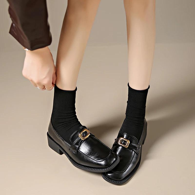 Women's Shoes 2024 Fashion Metal Decoration Office and Career Hot Sale Square Toe Heels Women Brand Slip-on Women's High Heels