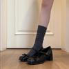 Sheepskin version~ French retro square head thick heel Mary Jane shoes women's college style is beautiful and not tired feet shallow mouth small le