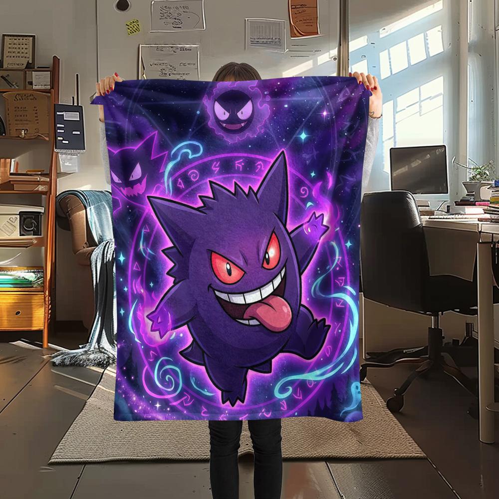 Gengar Flannel Blanket, High quality Comfortable for All Seasons, Home Decor, Warmth and Comfort
