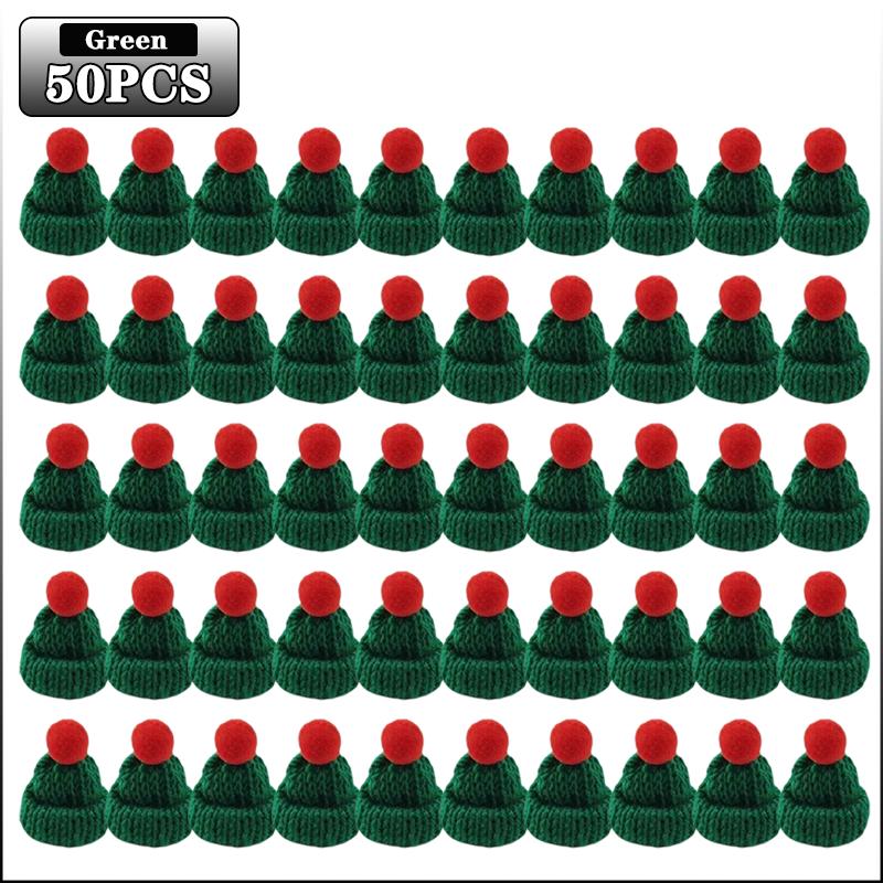 Mini Christmas Hats and Scarves Red Green Knit Yarn Pom Pom Ornaments Holiday Party Favors Tree Hanging Decor Accessories