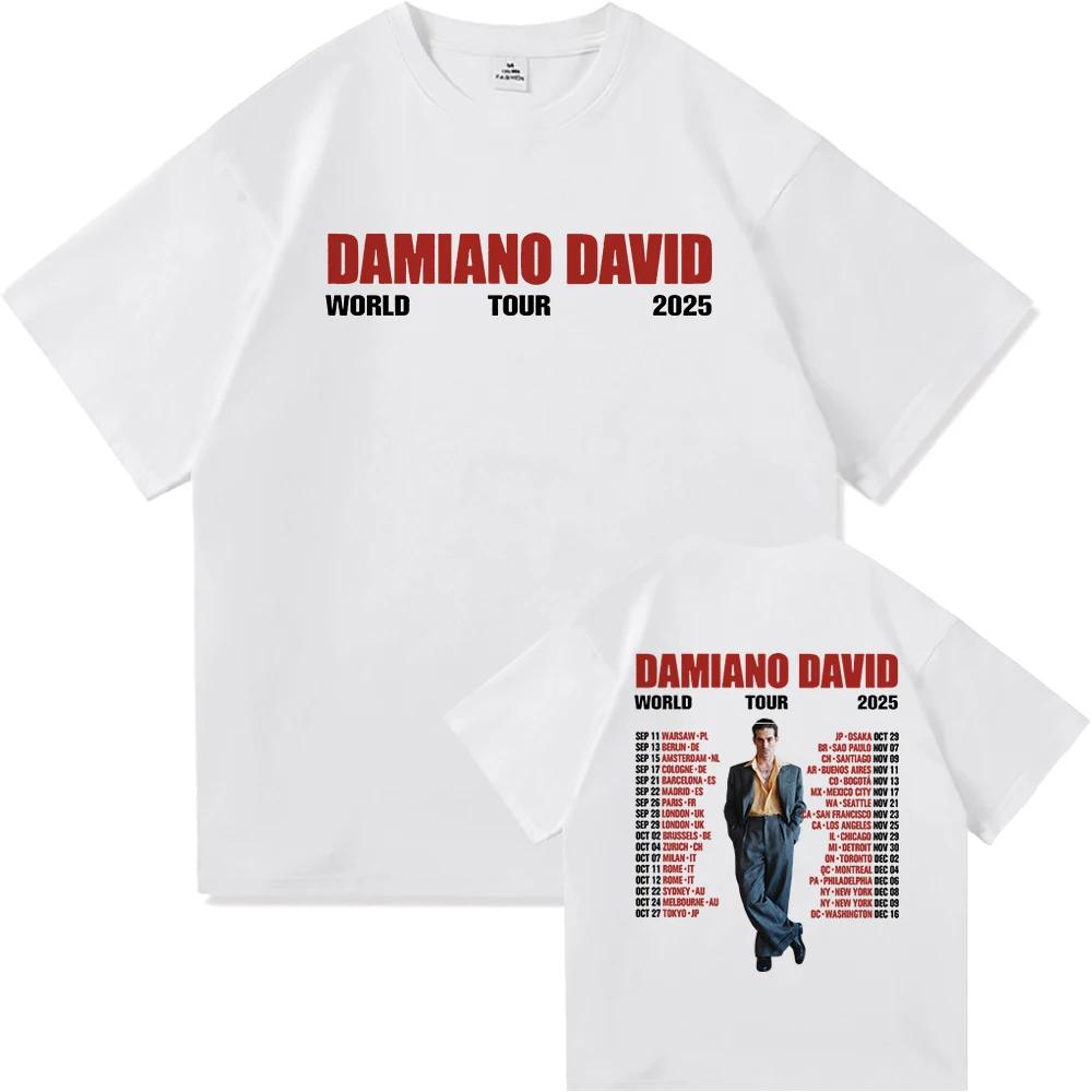 Heißer Verkauf Damiano David Lustige Kleine Ängste Welttournee Poster Grafikdruck T-Shirt Herren Damen Streetwear Harajuku Hip Hop Locker Lässig Übergroßes Oberteil
