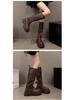 Small Over-the-Knee Height-Increasing Retro Boots with Buckle, Versatile for Autumn, In Stock