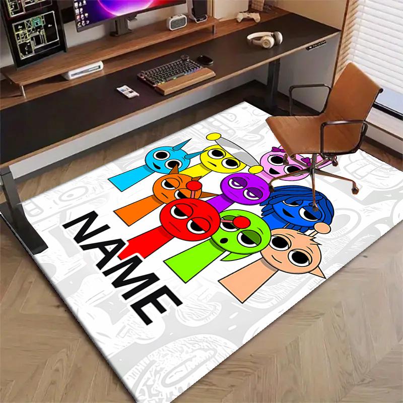 Benutzerdefinierte SPRUNKI Matte mit personalisiertem Namen, waschbarer Polyester-Teppich für Innenbereiche, Eingangsbereich, Geschenk für Weihnachten, Ostern, Thanksgiving