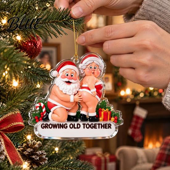 Holiday Party Decor 2D Couple Santa Pattern Hanging Ornament Acrylic Decorative Christmas Tree Accessories Charms with Lanyard Xmas Pendants