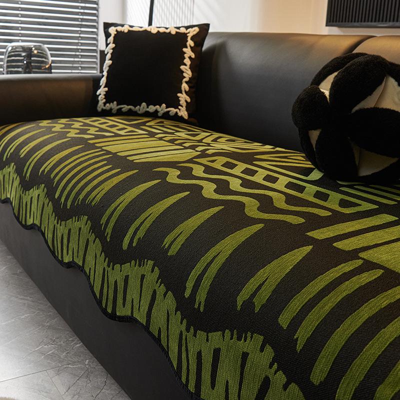 Special-Shaped Black Sofa Cushion Universal In All Seasons  New Seat Cushion Fixed Non-Slip Light Luxury High-End Sofa Cover