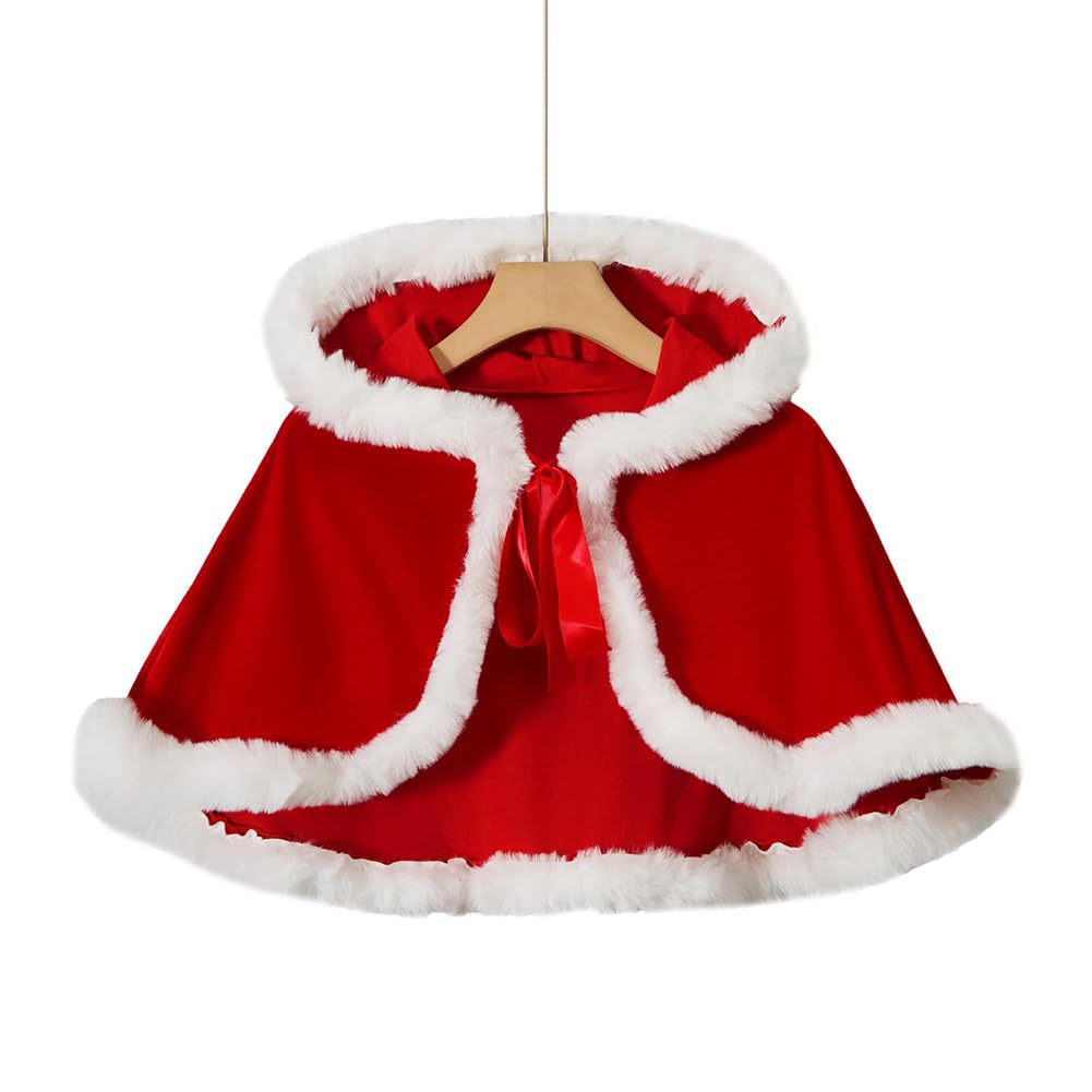 [Ymgot] Santa Poncho, Christmas Santa Claus Cloak, Christmas Cosplay Cape, Red/Green (Red)