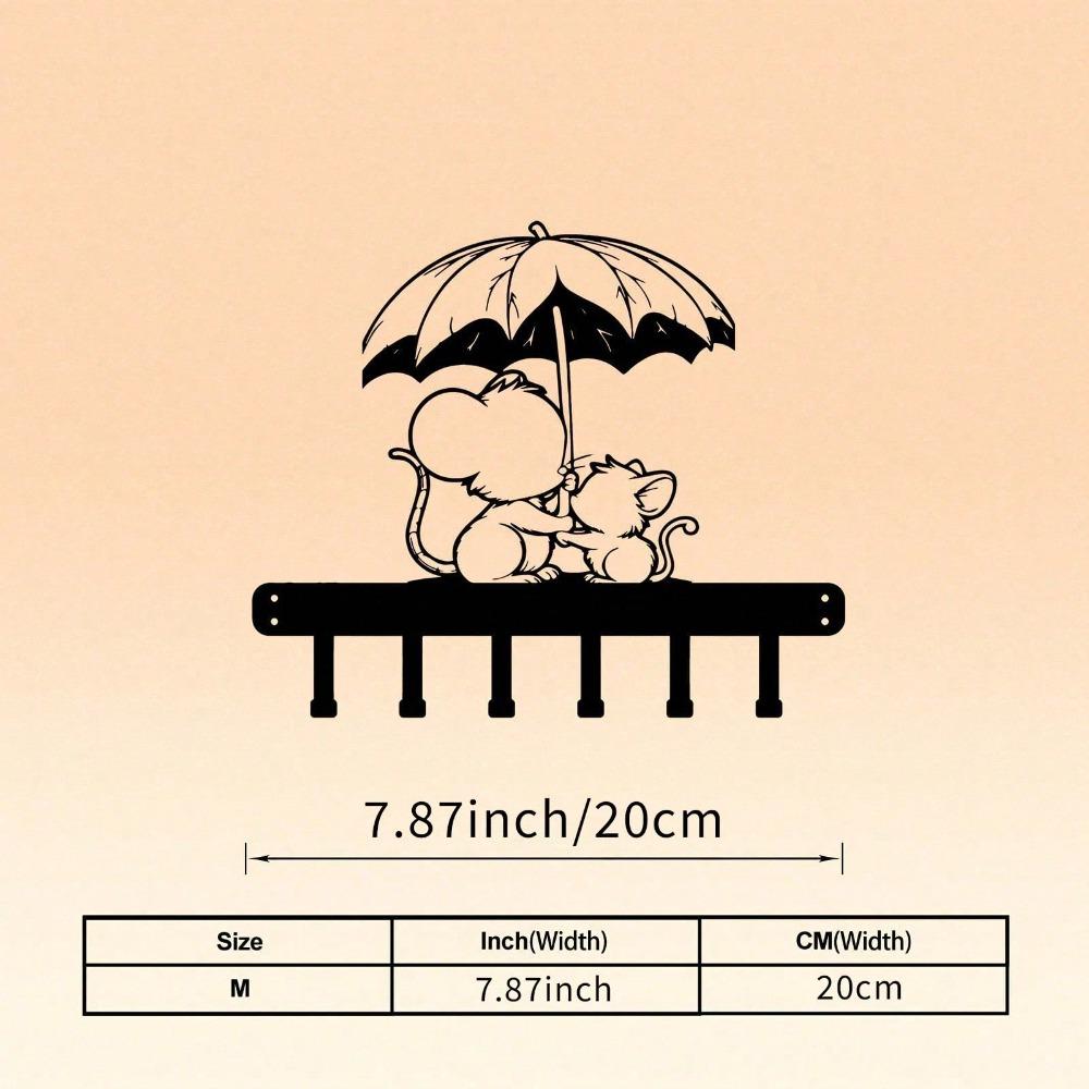 

Rodent Umbrella Shaped Key Holder Wall Mounted Metal Hook for Keys Coats Hats Entryway Decor Storage TY-101047