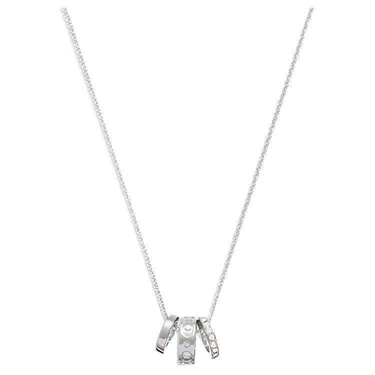 Coach Logo Three Ring Kissing C Series Glass Brass Necklace Women necklace Silver CI902-SLV Basic Packaging-Box Not Included