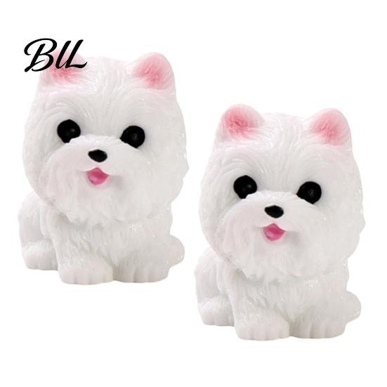 Creative Desk Accessories 2Pcs Mini Dog Figurines, Cute Resin Puppy Miniature Animal Figures, Small Handmade Figures Ornaments for Micro Landscape,
