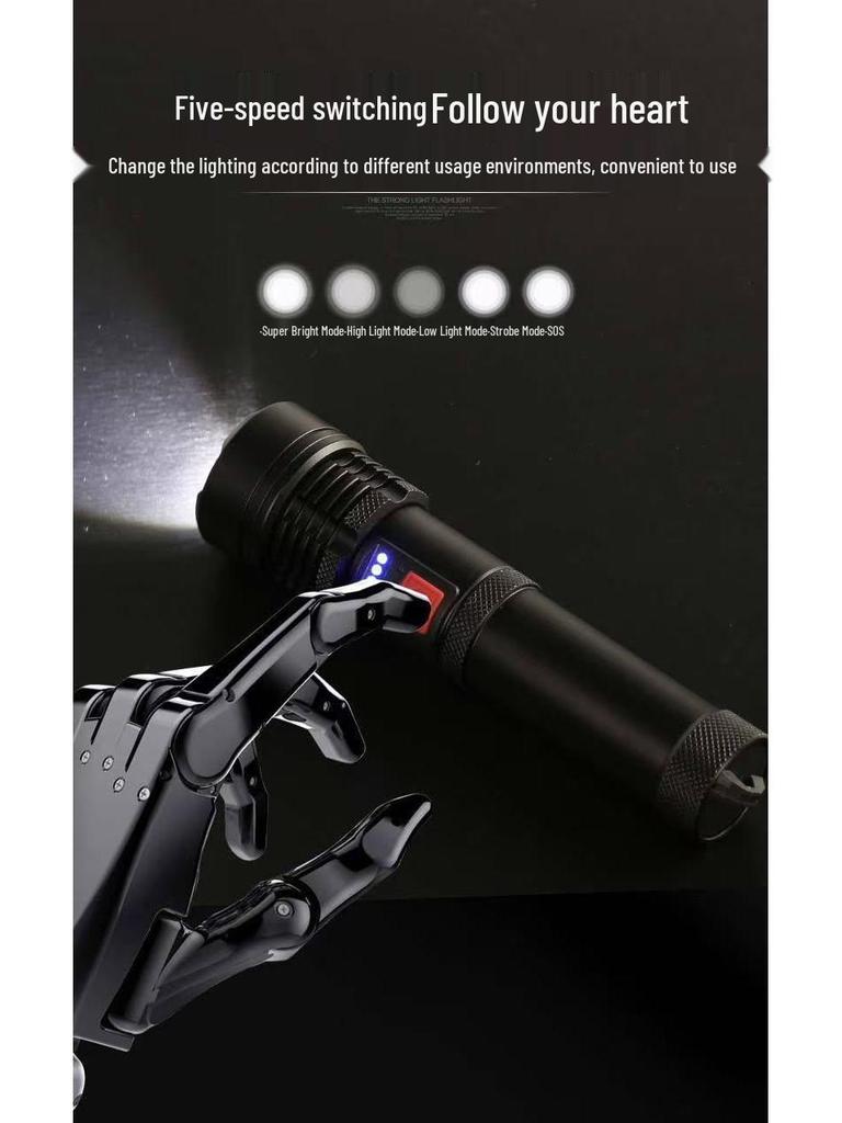 USB Rechargeable Multi-Function LED Flashlight: Super Bright, Long-Range, Portable, Durable