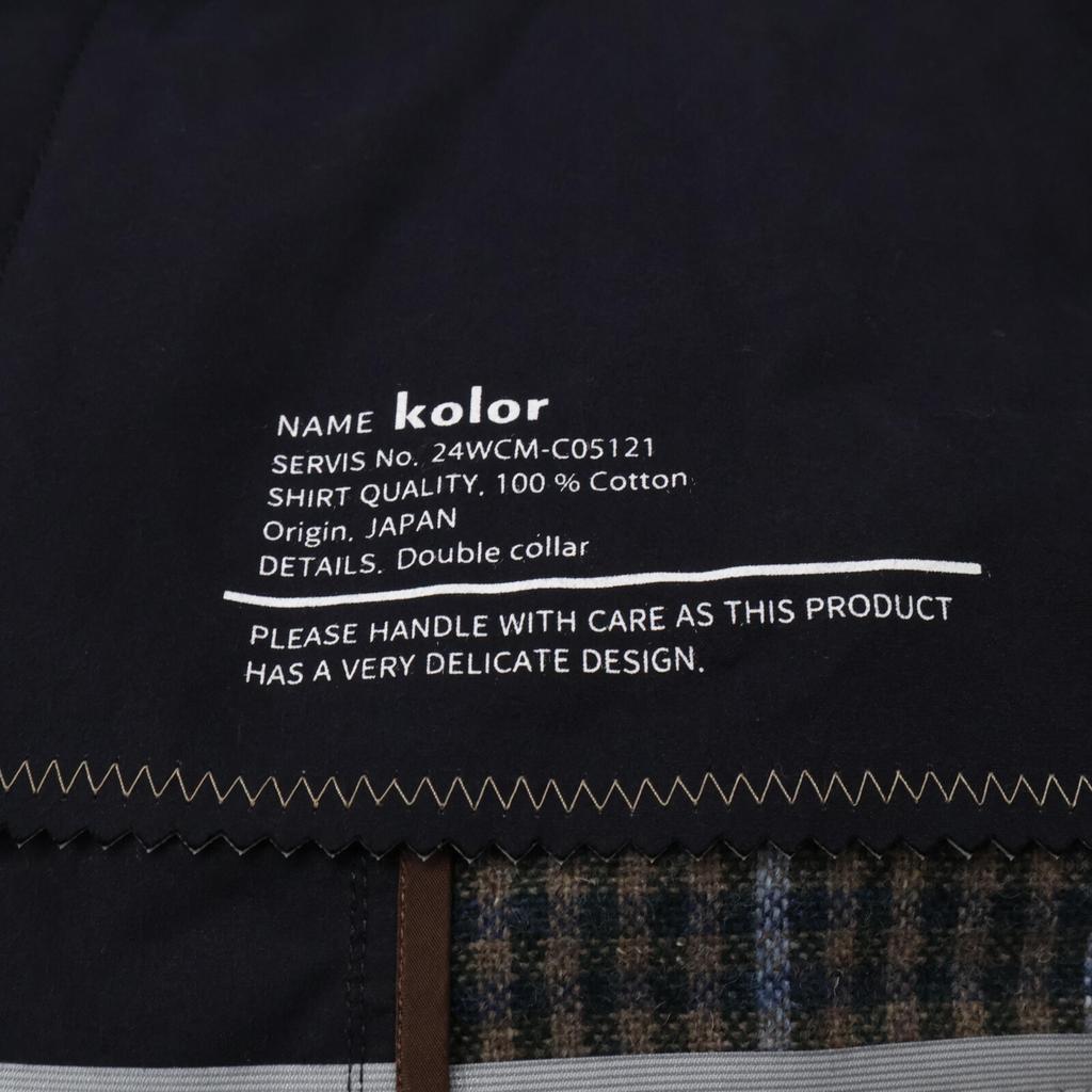 kolor [24AW] 24WCM-C05121 Asymmetrical high density cotton cloth layered soutien collar coat 2 NavyUsed
