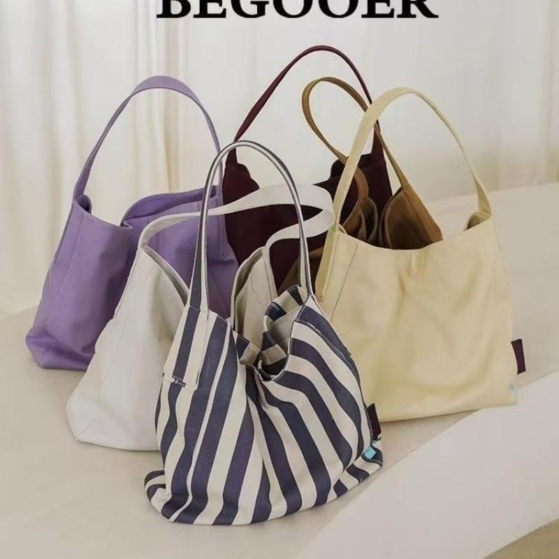 Original Slack Canvas Accompanying Bag Women's Vacation Wind Striped Computer Bag Student Commuter Shoulder Bag Tote Big Bag