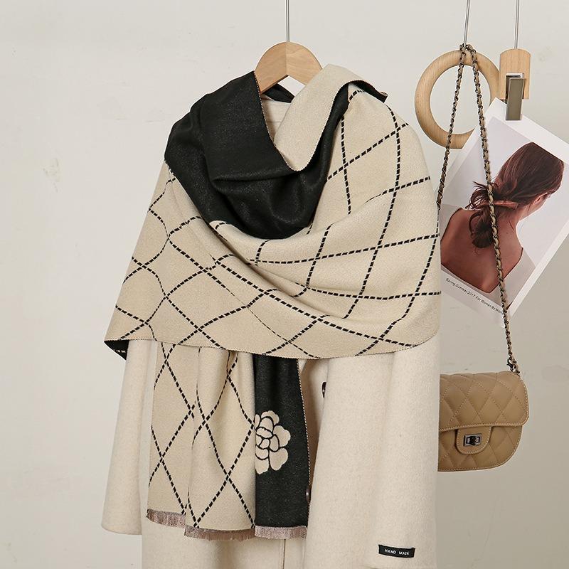 Scarf Women's Autumn and Winter New Imitation Cashmere Thickened Warm Shawl High Sense Fashion Versatile Student Light Luxury Scarf