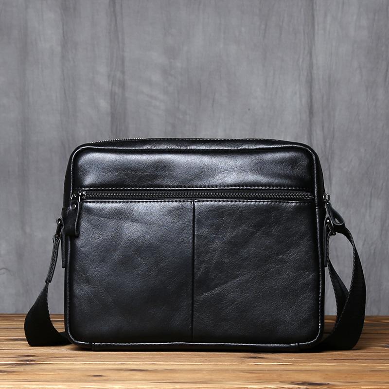 NZPJ Genuine Leather Men's Shoulder Bag Casual Crossbody Bag Natural Cowhide Tablet Computer Bag Trend Men Bag For 10 Inch IPad
