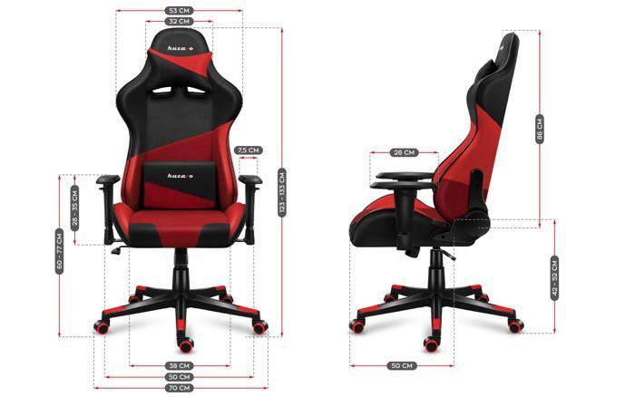 Chaise Gaming - HUZARO - Force 6.2 Rouge Tissu - Ergonomique - Coussin Lombaire Têtière - Réglable - Pivotant