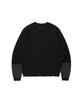 Iseuteuseobiseusyab Waist Stripe Relaxed Round Knit - Black