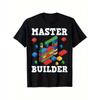 Taglie europee T-shirt da ragazzo "Master Builder" Design a Blocchi Colorati | Vestibilità Regolare, Girocollo, Maniche Corte, Stile Casual,