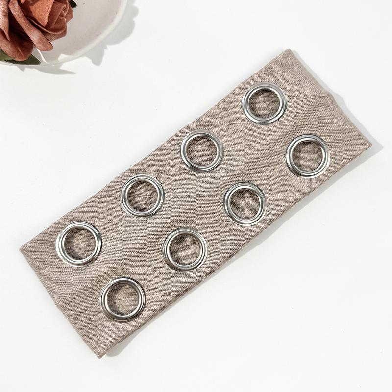 Hip-Hop Punk Style Solid Color Hollowed-Out Air Eye Metallic Stretch Headband Music Festival Rock Dark Headband Hair Accessories