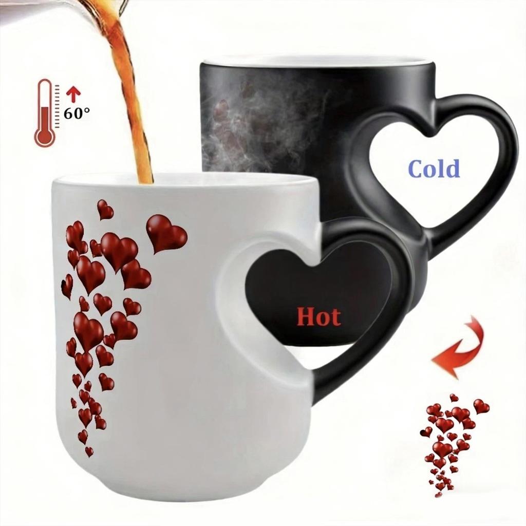 Coffee Cup with Heart Handle Drinking Mug For Hot Beverages Gift for Birthday Anniversary Valentines Day