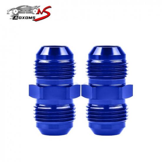 2Pcs 8AN to 8AN Male Flare Coupler Union Straight Fuel Hose Adapter Fitting Blue