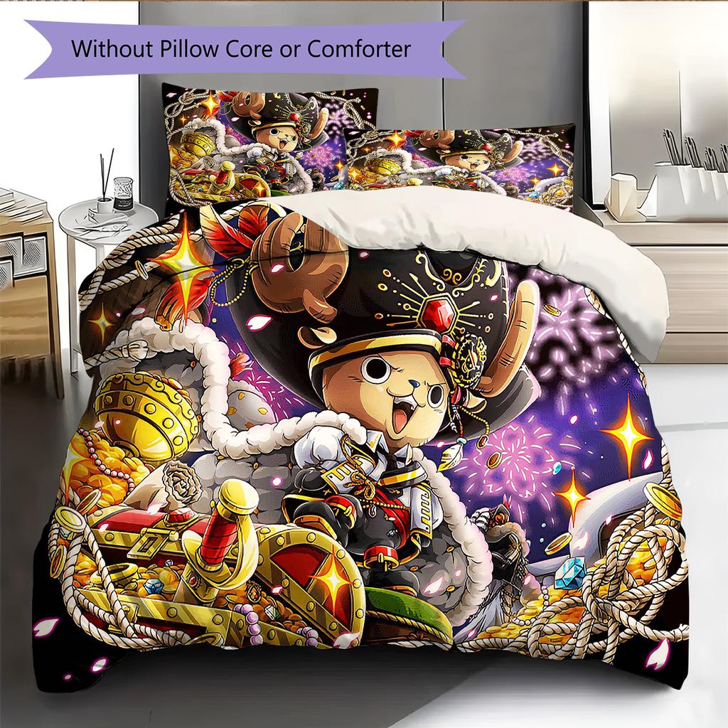 Cartoon Pattern Bedding Quilt Set Quilt Cover Pillowcase Home Decoration Birthday Gift (1 * duvet cover + 2 * pillowcase, without core)