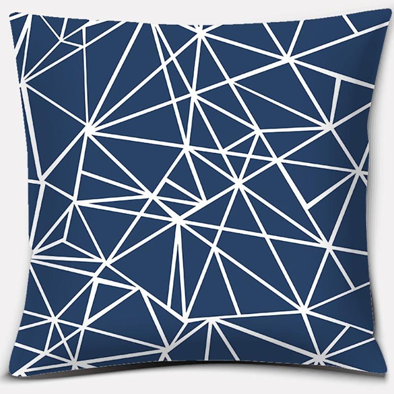 Geometric Collection Dark Blue Pattern Home Decor Pillowcase Square   Office