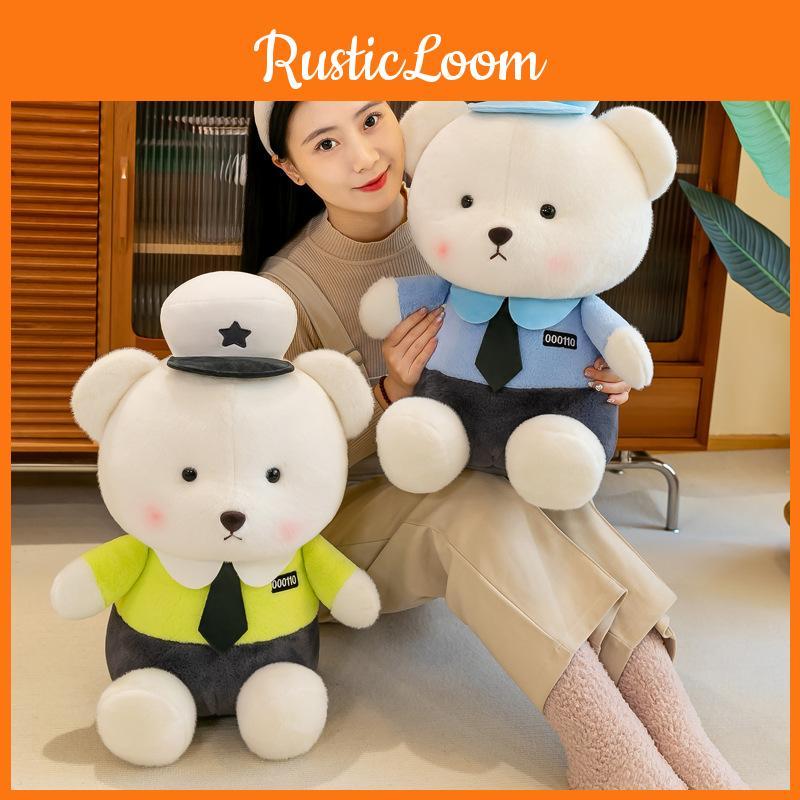 Teddy Policeman Bear Plush Toy Stuffed Animal Doll Bedroom Decoration Kids Gift