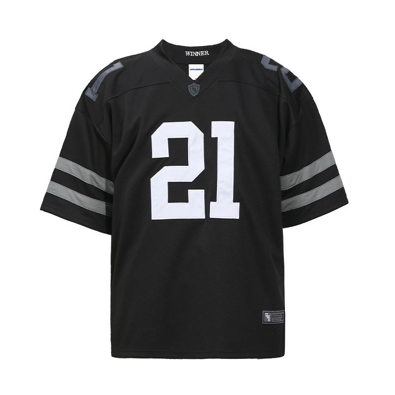 T-shirt Oversize Américain #21 Manches Courtes Été Homme Maille Séchage Rapide Respirant Rugby Basketball T-shirt Maillot de Sport