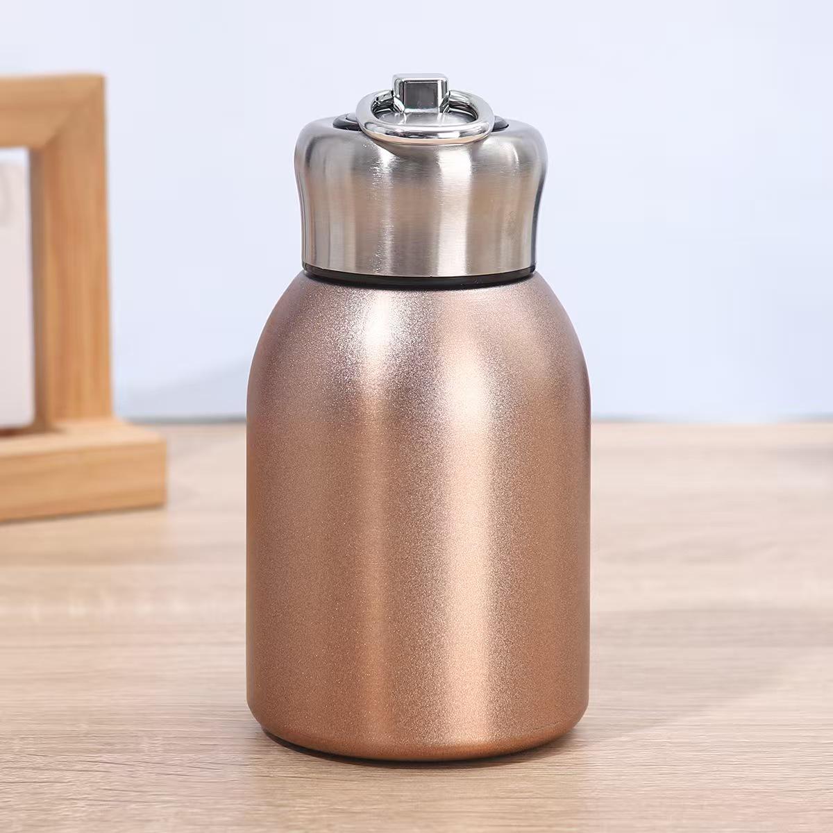 316 Stainless Steel Mini Chubby Thermos Cup - Chinese Style Portable Water Cup for Students and Kids Stainless Steel 300ml золотой