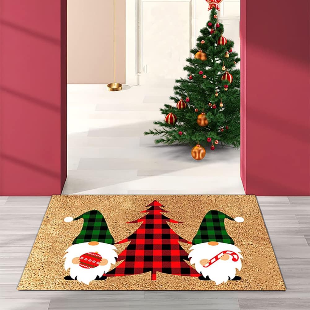 VIKAMA Christmas Cute Dwarf Floor Mat Anti-Slip Entrance Rug Indoor and Outdoor Welcome Mat Holiday Home Decoration