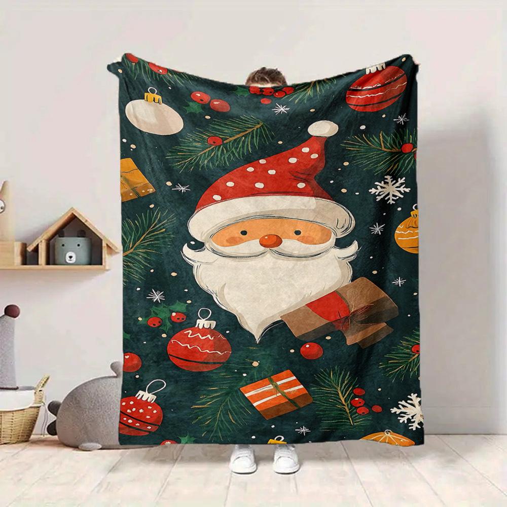 1 Stück Weihnachtsmann-Decke, Leichte Flanell-Kuscheldecke für Sofa, Bett, Reise, Camping, Wohnzimmer, Büro, Couch, Stuhl, a0922072