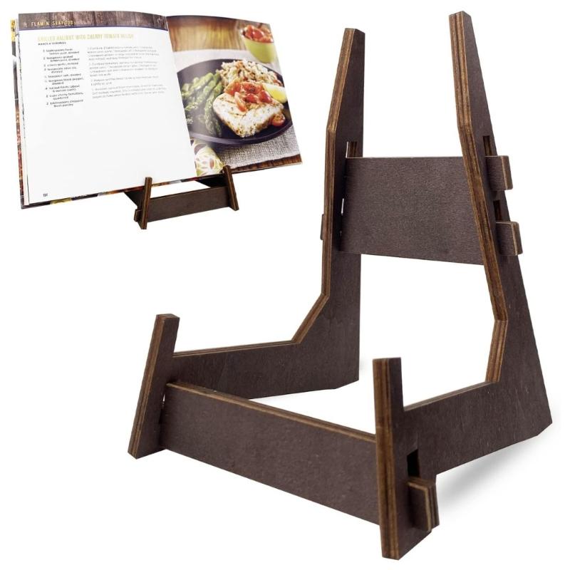 Recipe Display Stand Tablet Stand Holder Wooden Cook Book Stand Pine Wood Open Book Stand Pine Charcoal Tabletop Stand