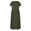 O-Neck Dress For Women Casual Comfy Cotton Linen Short Sleeve Tunic Beach Dresses With Pockets