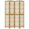 Vidaxl Room Divider, 4-Panel, Brown, Solid Paulownia Wood