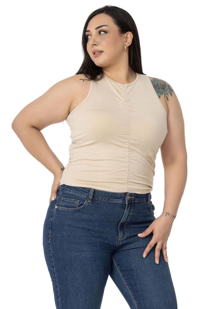 Women's Style Big Size Body Plus Size Halter Neck Mink Body With Draped Front And Sides
