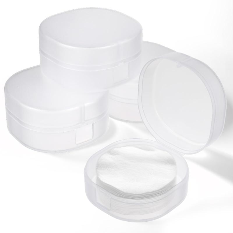 Compact Plastic Makeup Cotton Storage Box Square Design Clear Container Dustproof Lid For Small Spaces Travel