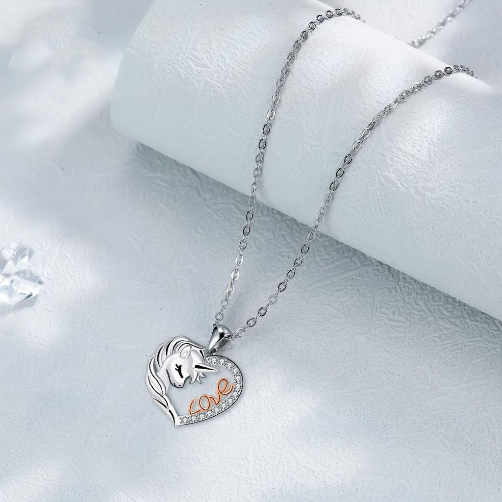 Mode Damen Liebeskette Einhornkette Exquisite Anhängerkette Schmuck Urlaubsgeschenk