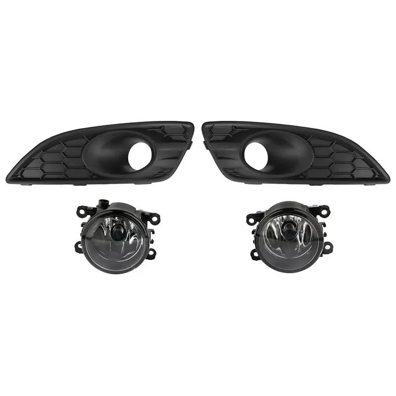 4PCS Honeycomb Car Front Bumper Fog Lamp Lower Grille Grill Cover + Fog Light Set Assembly For Ford Fiesta MK7 Zetec S 2012-2017